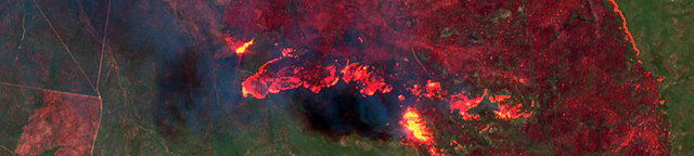 Satellite image of a glowing fire over Australia